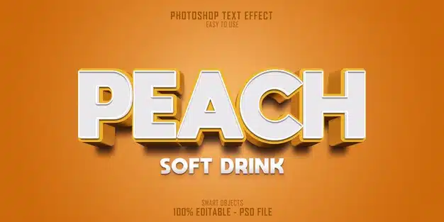 Peach soft drink 3d text style effect template Premium Psd