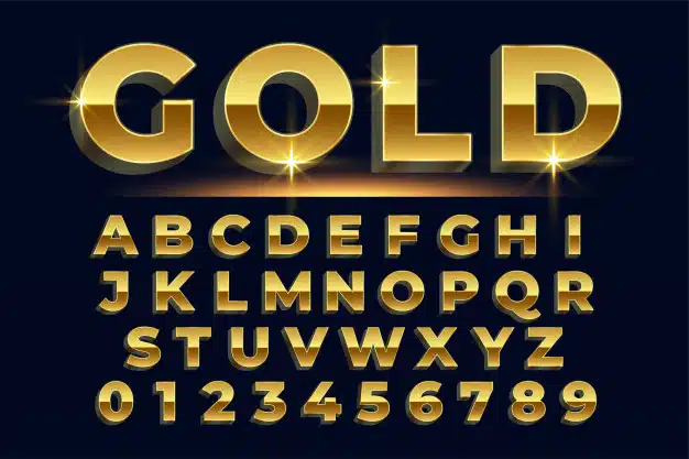 Premium golden shiny text effect set of alphabets Free Vector