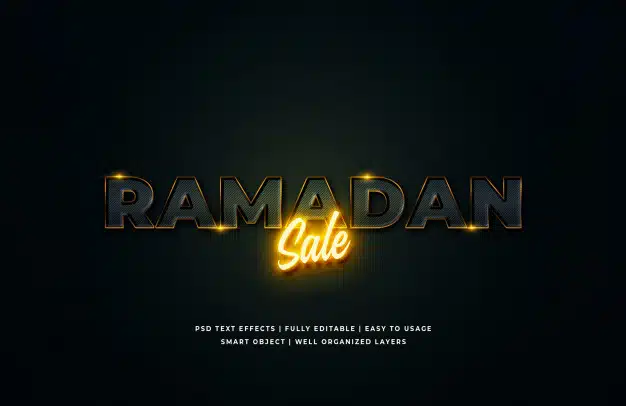 Ramadan sale 3d text style effect Premium Psd