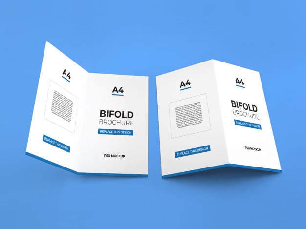 Realistic a4 bifold brochures mockup Premium Psd