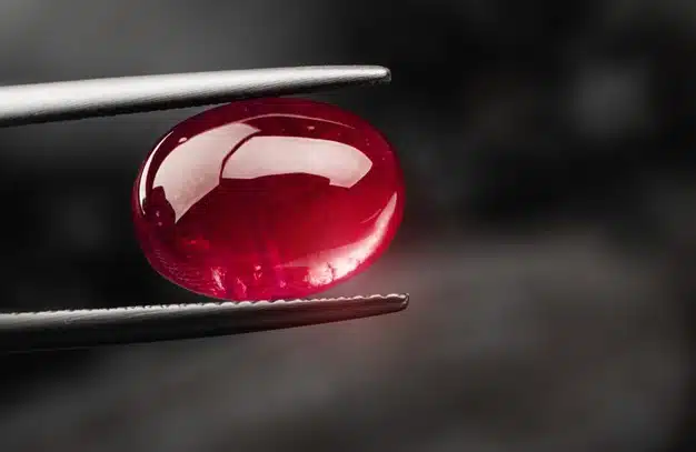 Red ruby gemstone with dark Premium Photo