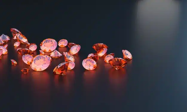 Red topaz gems on the table Premium Photo