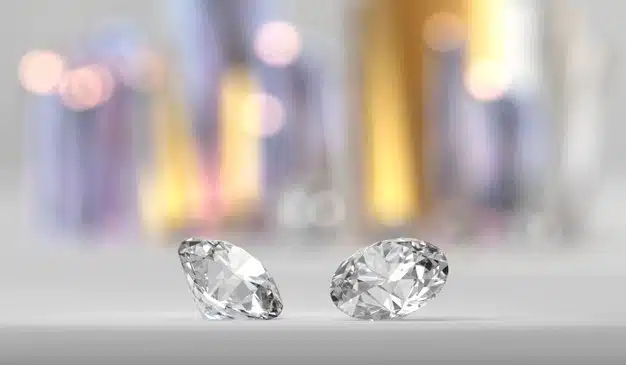 Shiny brilliant diamond couple, 3d rendering Premium Photo