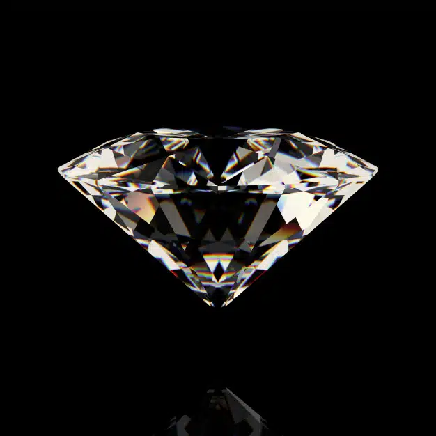 Shiny white diamond on black background Premium Photo