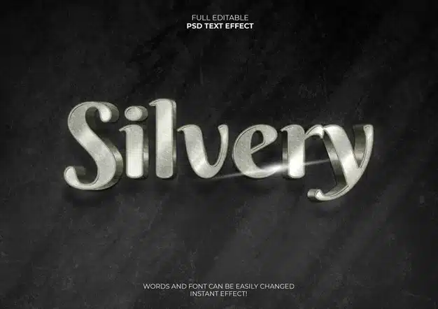 Silver 3d text effect Free Psd