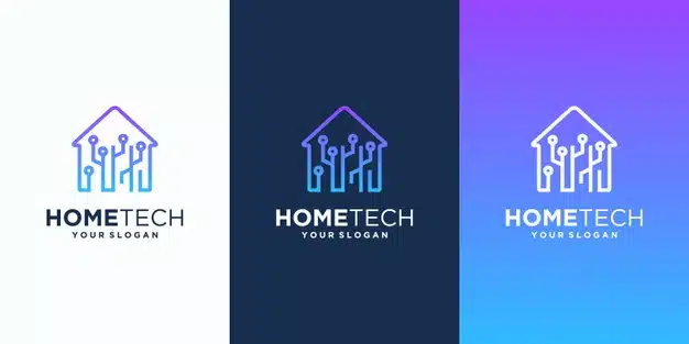 Smart home modern logo design, tech home Premium Vector