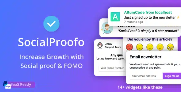 SocialProofo – 14+ Social Proof & FOMO Notifications for Growth (SaaS Ready)