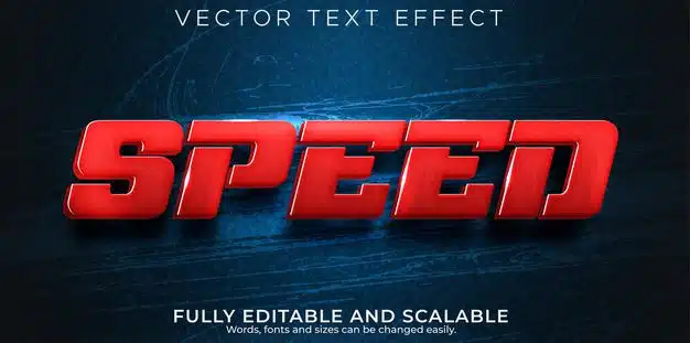 Speed race text effect, editable fast and sport text style Free Vector