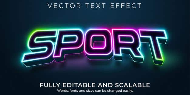 Sport neon editable text effect, esport and lights text style Free Vector