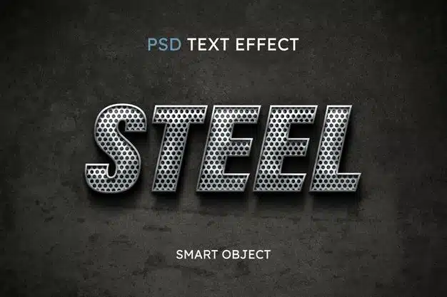 Steel text style effect Free Psd