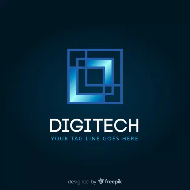 Technology logo template with abstract shapes Premium Vector