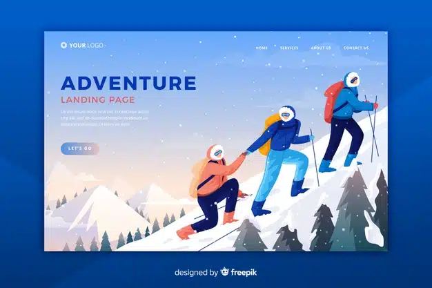Template adventure landing page Free Vector