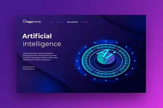 Template artificial intelligence landing page Free Vector