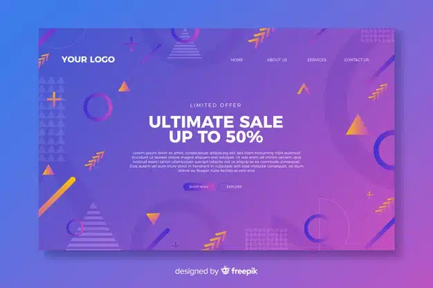 Template sales abstract landing page Free Vector
