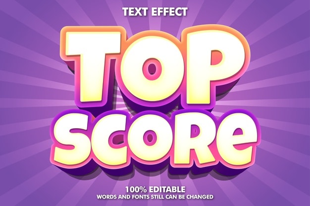 Top score banner - editable modern text effect Free Vector