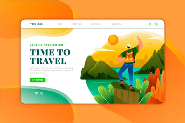 Travel landing page template Free Vector