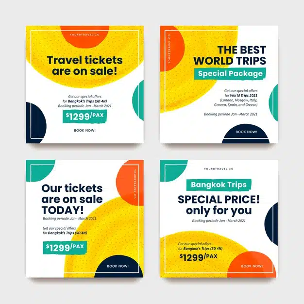 Travel sale instagram post collection Free Vector