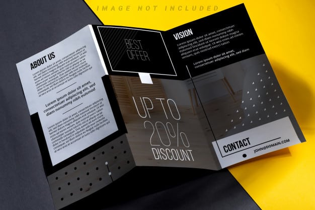 Trifold brochure with shadows Premium Psd