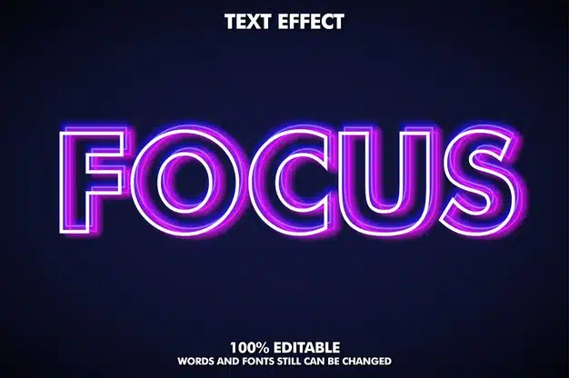 Unfocus shiny outline text effect Free Vector