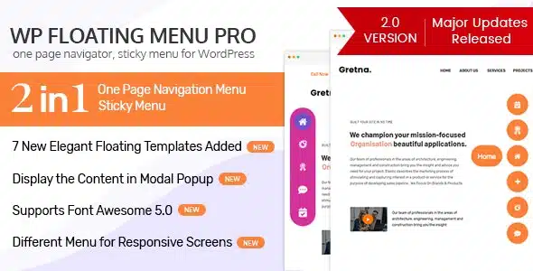 WP Floating Menu Pro 2.1.3 – One page navigator, sticky menu for WordPress