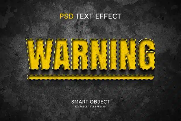 Warning text style effect Free Psd