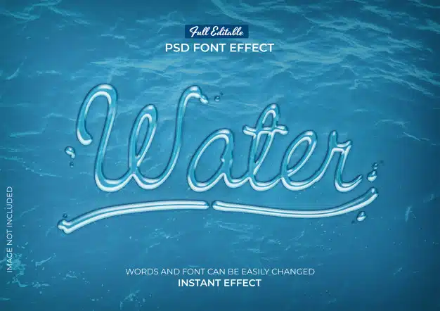 Water text effect Free Psd
