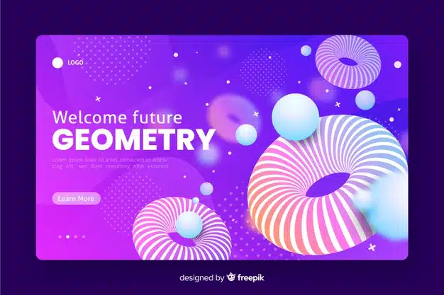 Welcome future 3d geometric landing page Free Vector