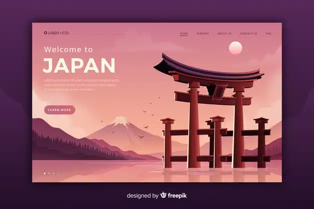 Welcome to japan landing page Free Vector