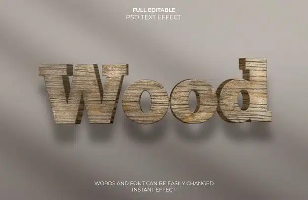 Wood text effect Free Psd