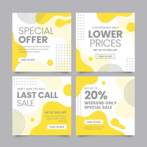 Yellow and gray instagram post concept Free Vector