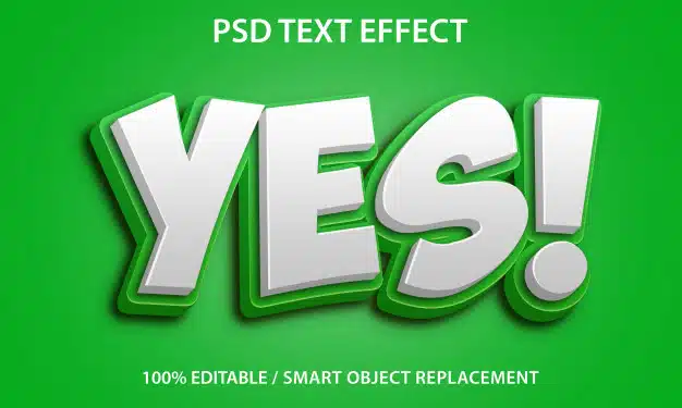 Yes text effect Premium Psd