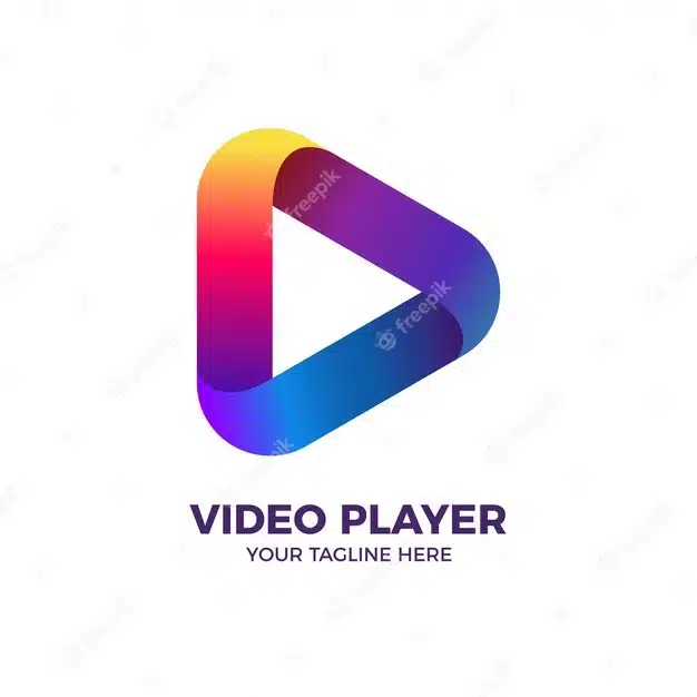 3d colorful play button media video player logo template Premium Vector