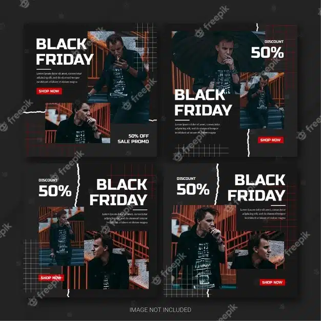 Black friday campaign instagram post bundle template Premium Psd