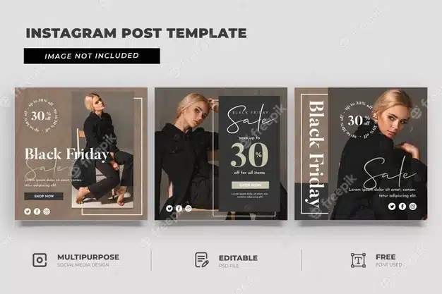 Black friday sale social media template with plastic texture Premium Psd