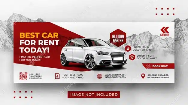 Car rental promotion social media facebook cover banner template Premium Psd