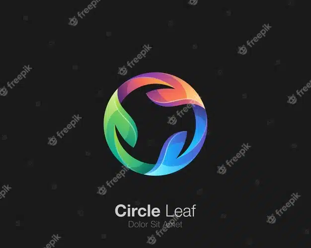 Circle leaf logo Premium Vector