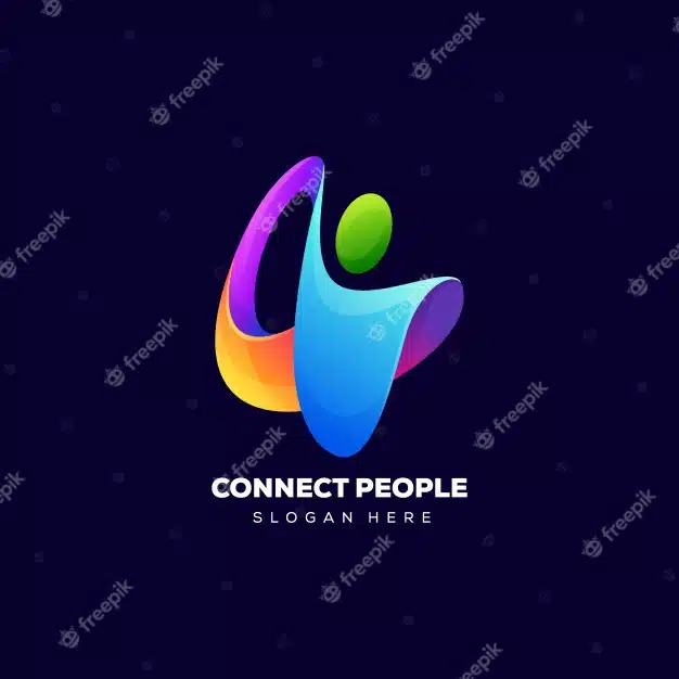 Connect people color logo Premium Vector