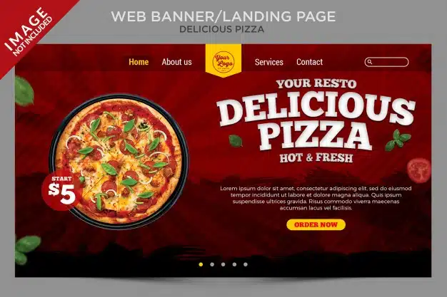 Delicious pizza web banner or landing page template series Premium Psd