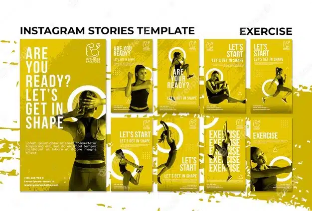 Fitness exercise instagram stories Premium Psd