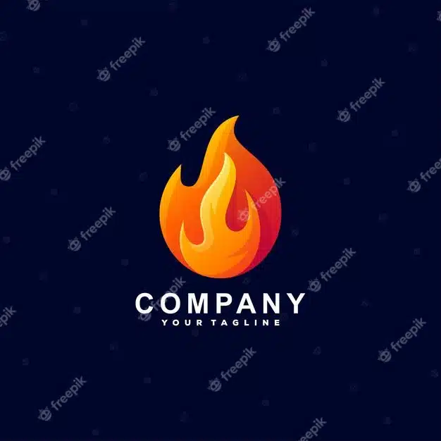 Flame fire gradient logo design Premium Vector