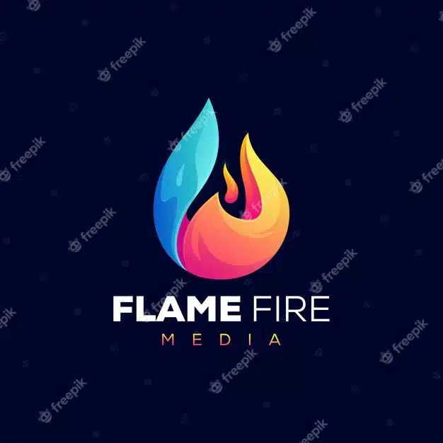 Flame fire gradient logo template Premium Vector