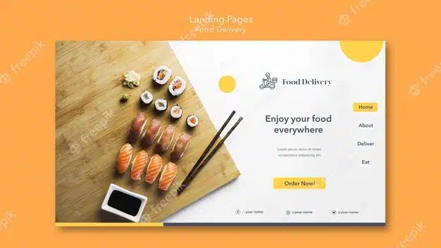 Food delivery landing page template Premium Psd