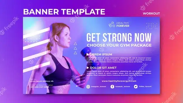 Get strong now banner template Premium Psd