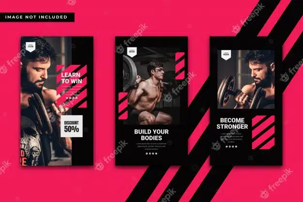 Gym and fitness instagram stories template Premium Psd