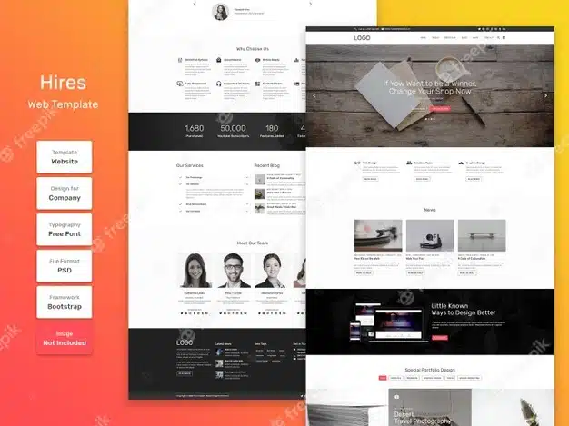 Hires business and agency web template Premium Psd