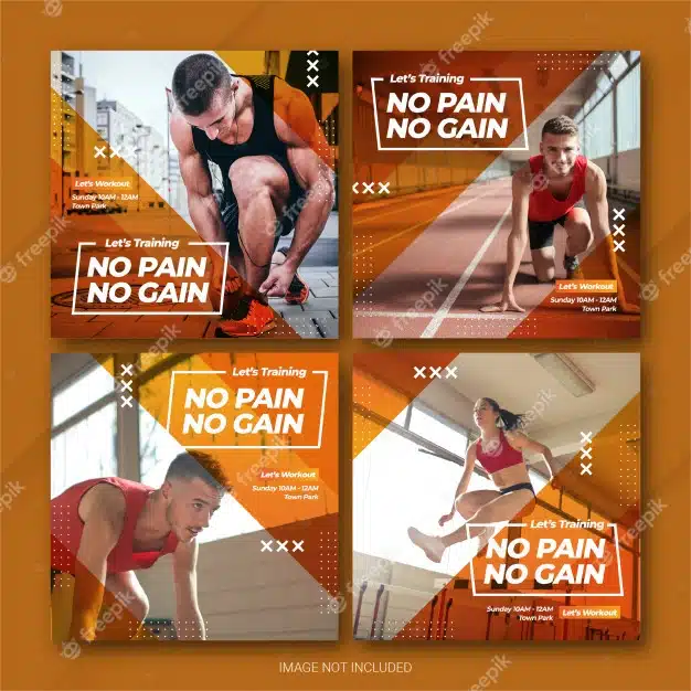 Instagram post bundle athlete sports template Premium Psd
