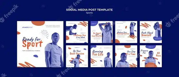 Instagram posts collection for sports with male athlete Premium Psd