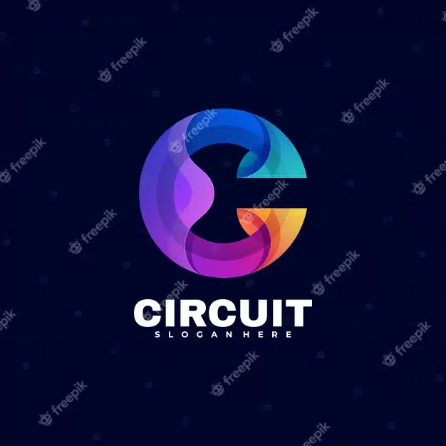 Logo circuit gradient colorful style. Premium Vector