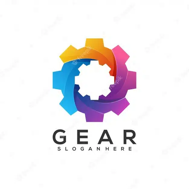 Logo illustration gear gradient colorful Premium Vector