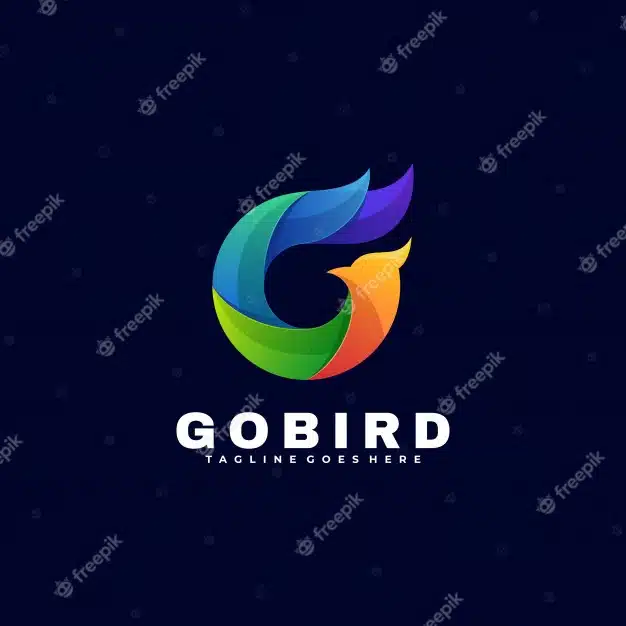 Logo illustration go bird gradient colorful style. Premium Vector